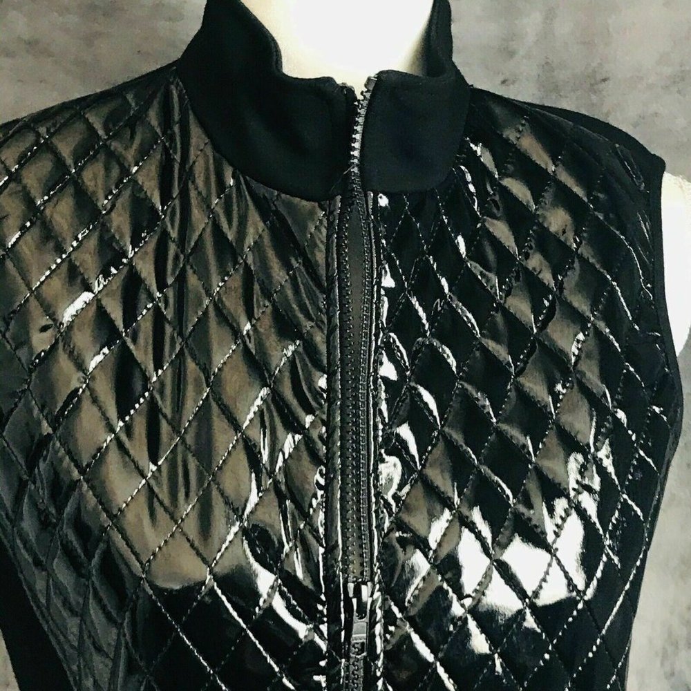 J'Envie Longline Vest Patent Faux Leather Black - Picture 10 of 11
